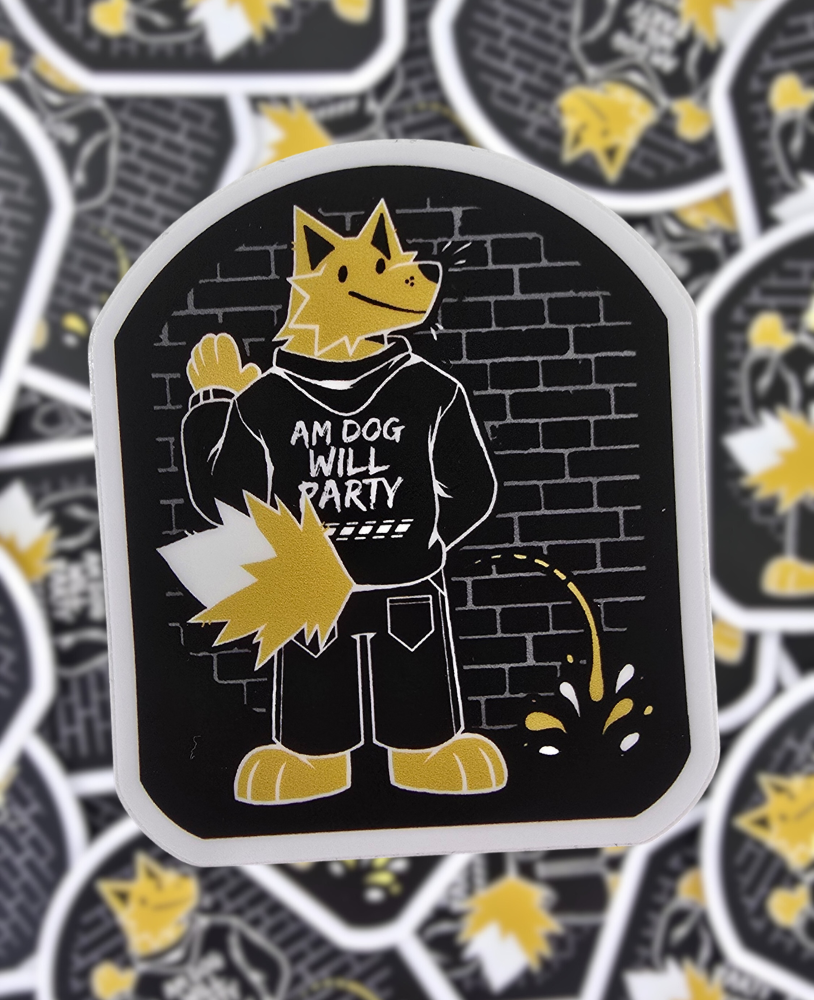 Am Dog Will Party - Sticker